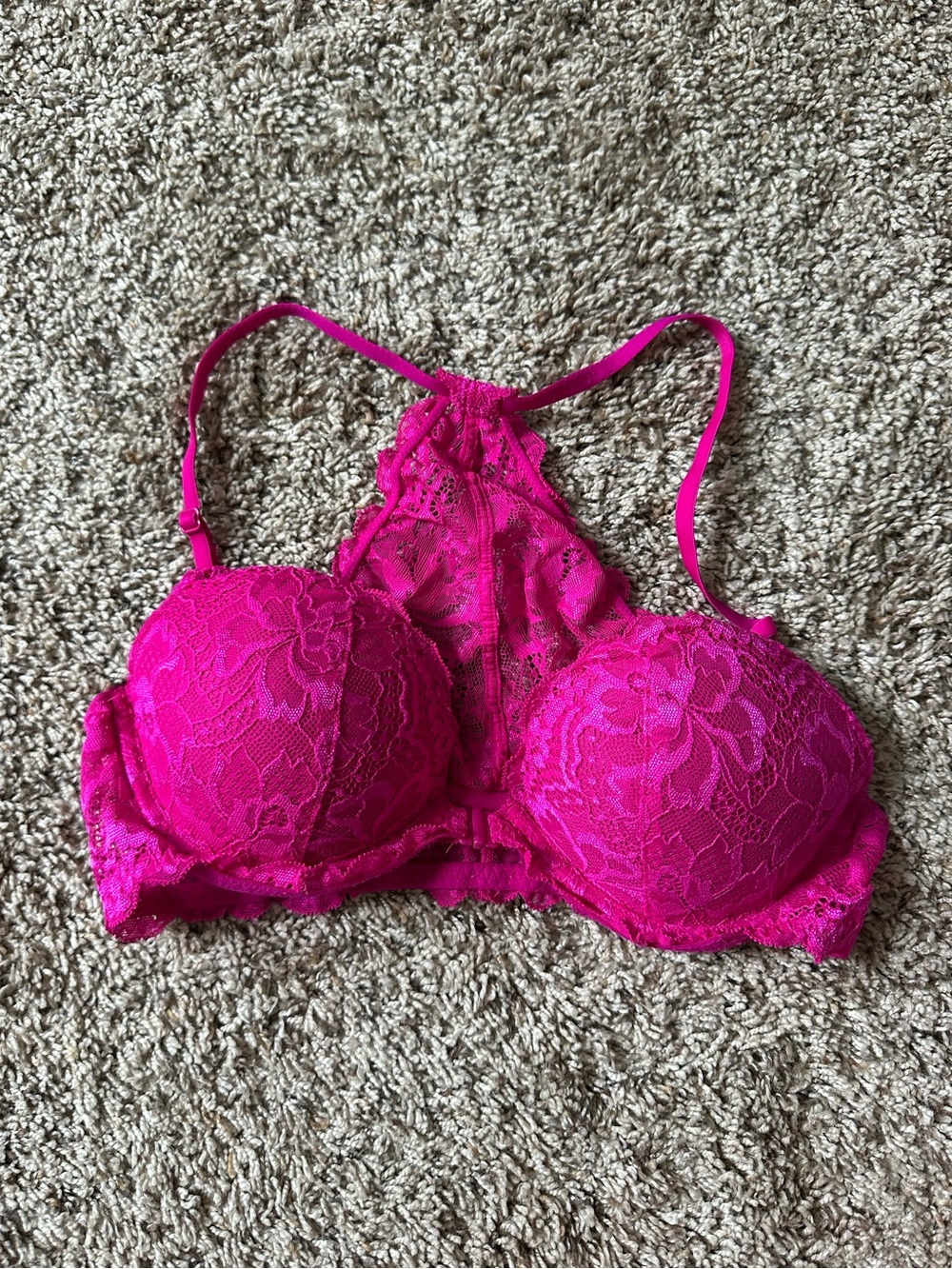 PINK Victoria Secret hot pink lace bra
